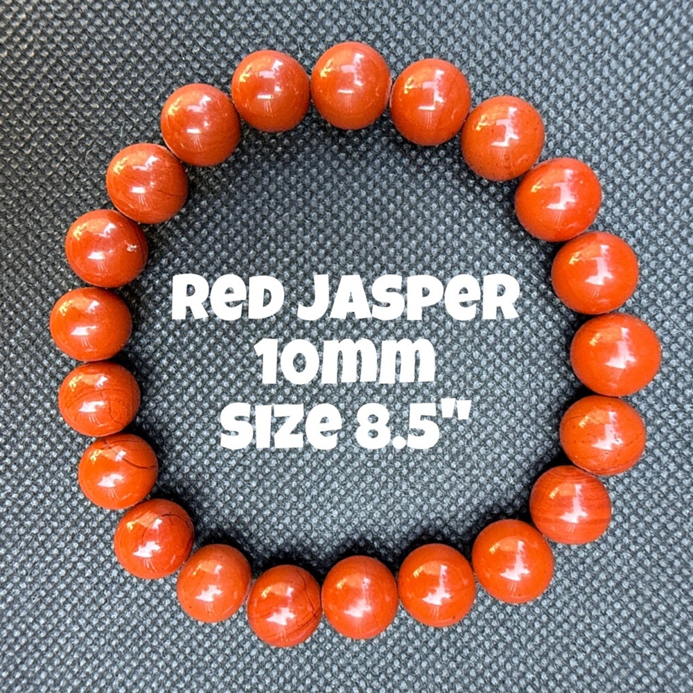 Authentic Red Jasper 10mm Stretchy‎ Bracelet from Bombshell Beads